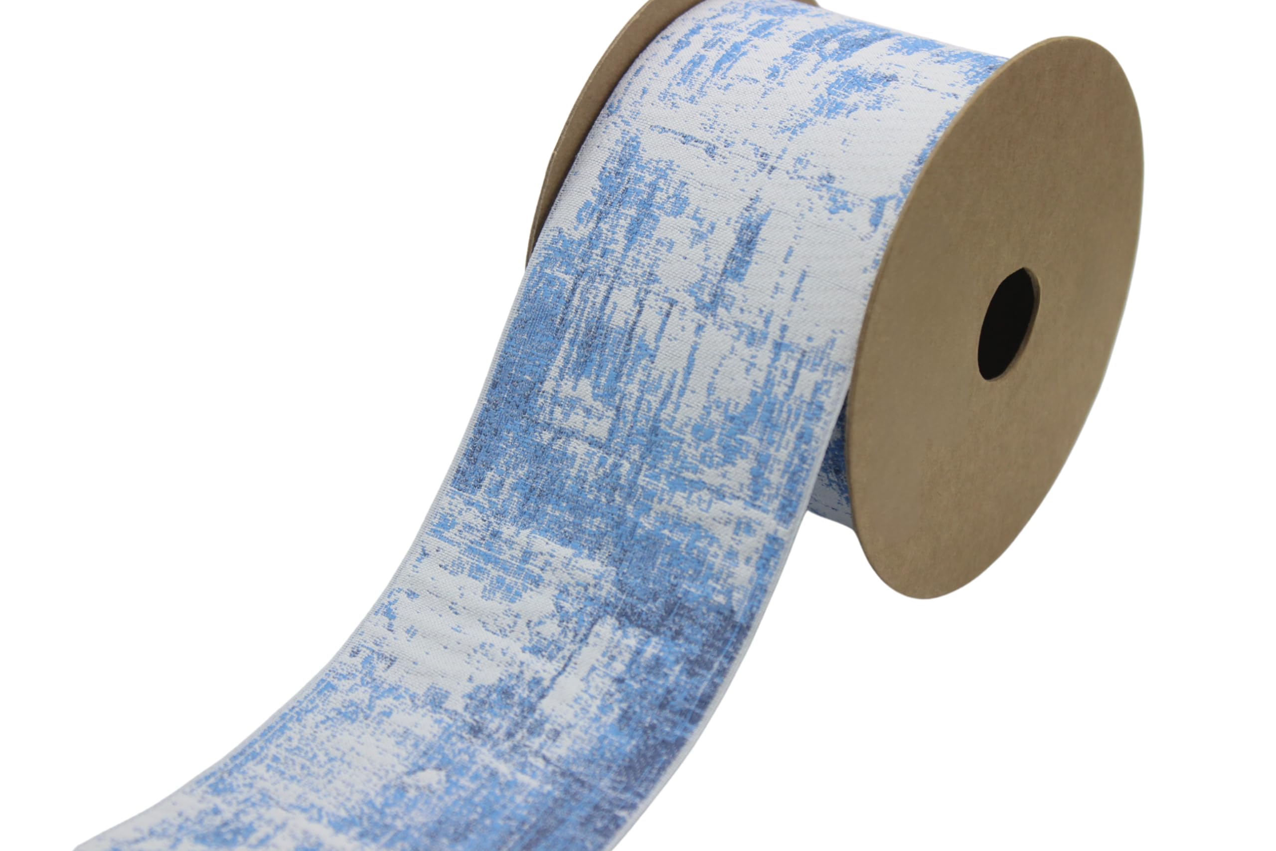 Ruban jacquard brodé mosaïque bleue 3,8m pour rideaux et draperies passementerie V5 204