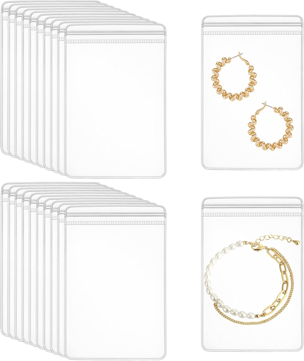 Ymapinc 20Pcs Anti Tarnish Jewelry Bags, 4.72 x 3.15 inch Small Clear Plastic Storage Bags, Travel Jewelry Pouch Organizer Tangle Free for Earring Bracelet Chain Ring Necklace Wrist Watch