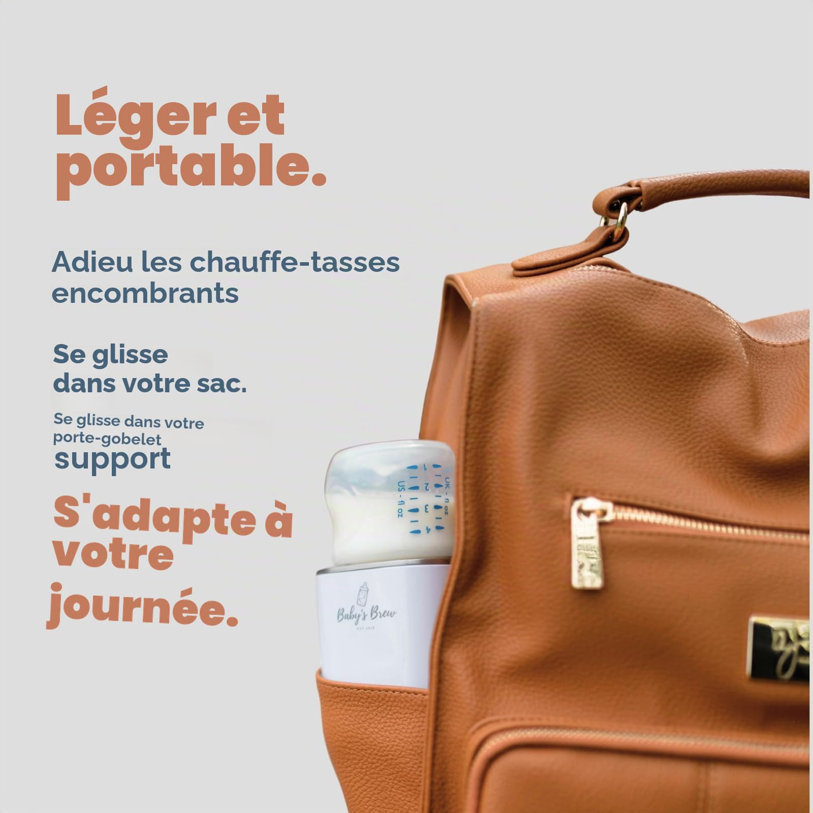Baby's Brew Warmers 3.0 – Chauffe-Formule Portable pour Voyage, Deux Modes de Chauffage – Réchauffe Le Lait Maternel, la Formule et l'eau, Anti-Fuite, Technologie de capteur Intelligent, sans BPA