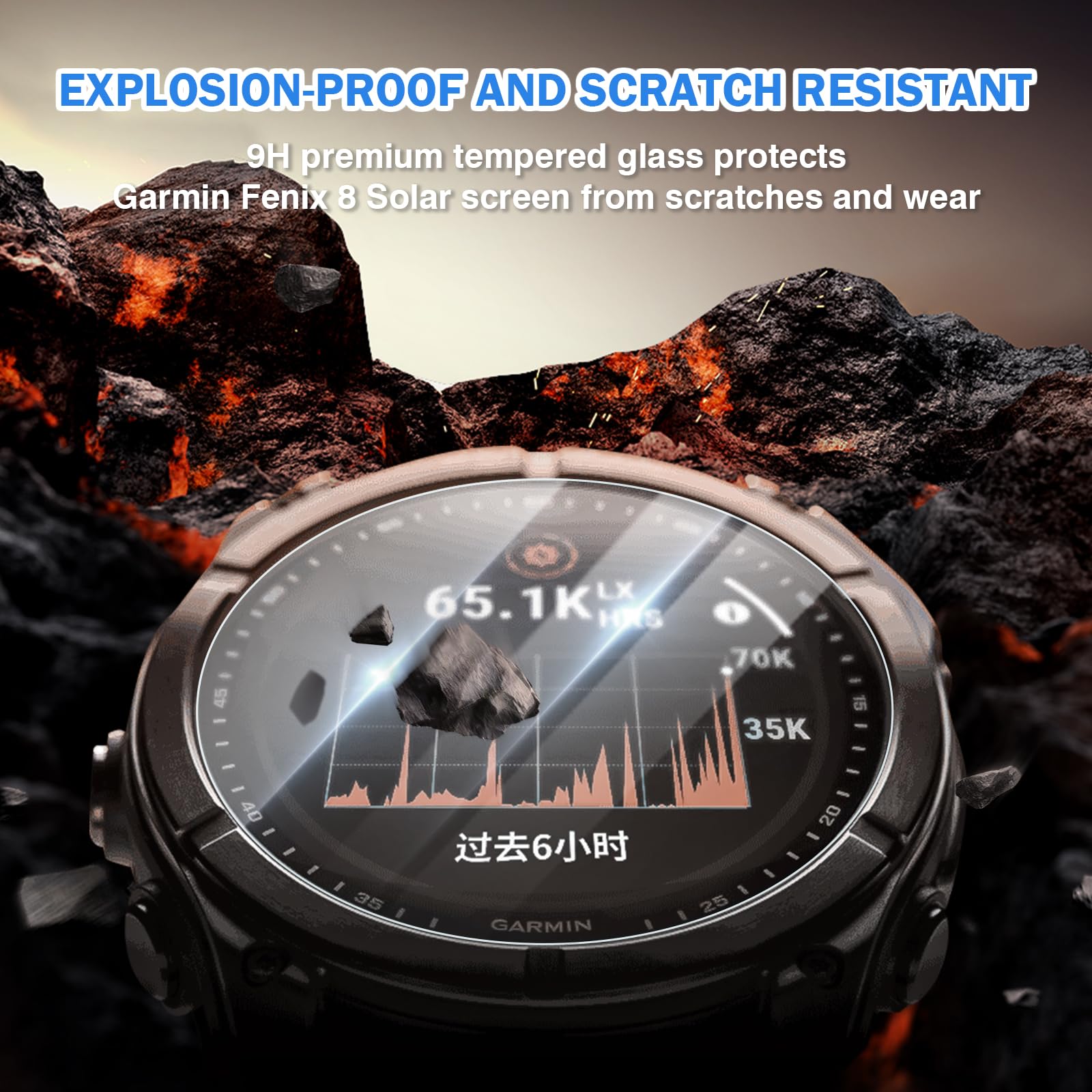 Confezione da 4 pellicole protettive in vetro temperato per Garmin Fenix 8 Solar da 47 mm, trasparenti HD 9H, pellicola protettiva per schermo solare Fenix 8 da 47 mm, antigraffio e sensibile