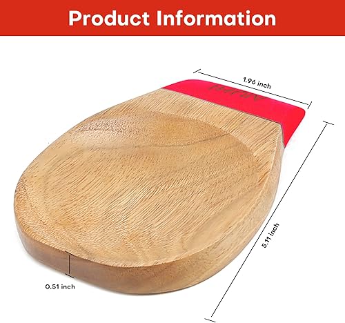 Miniatura 3 de Soporte de cuchara de madera para encimera de cocina, soporte de cuchara de madera de teca natural para estufa o encimera (rojo)