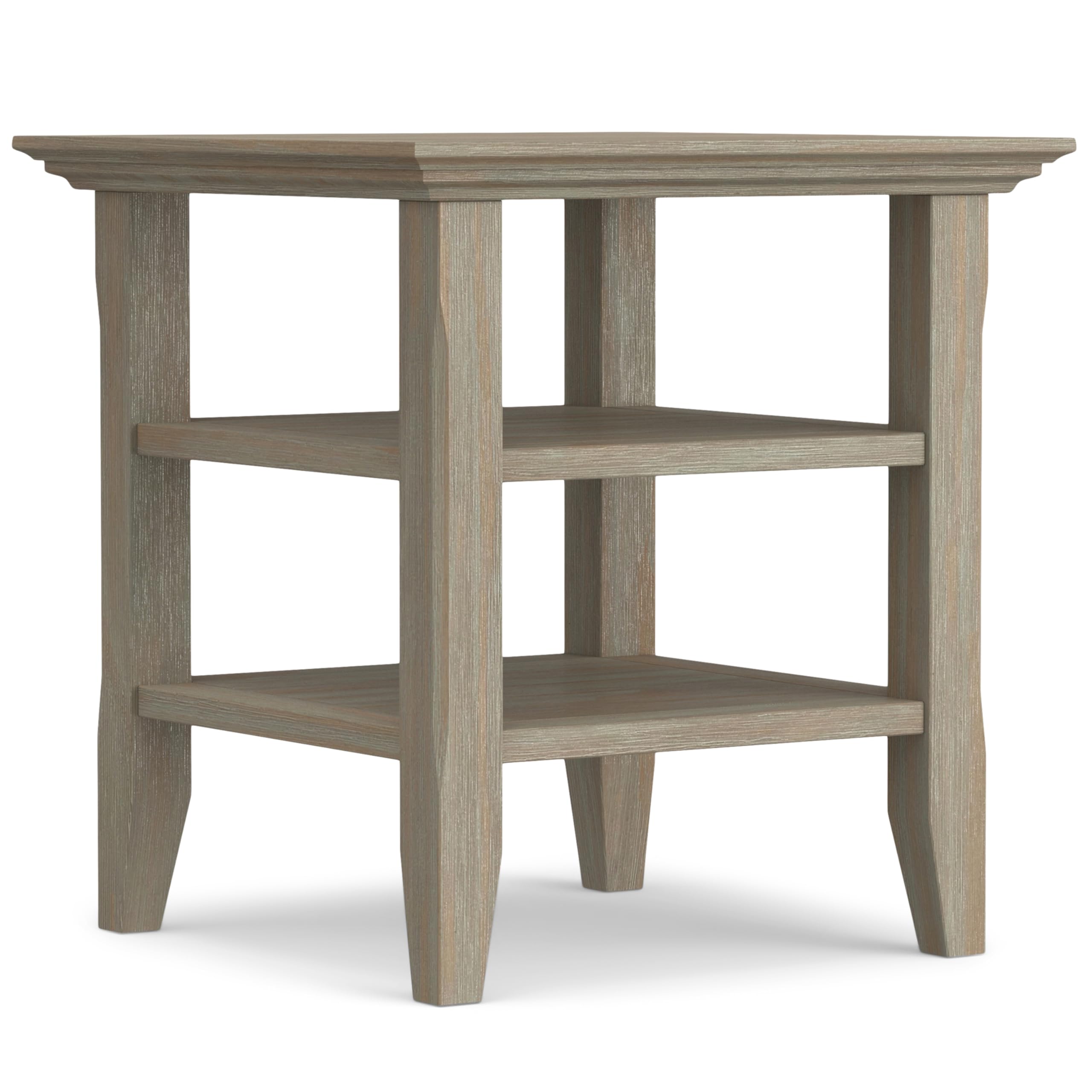 SIMPLIHOME Acadian SOLID WOOD 19 Inch Wide Square Transitional End Table in Distressed Grey, For the Living Room and Bedroom