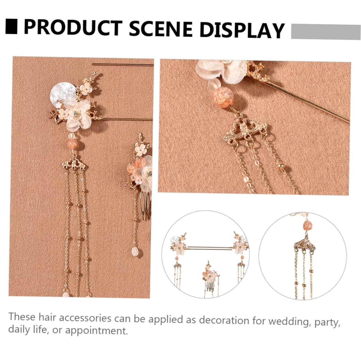 Beavorty Ensemble De 9 Épingles À Cheveux Chinoises Fourchettes Bâtons Et Peignes Accessoire Élégant Pour Fête De Mariage Pour Femmes Et Filles