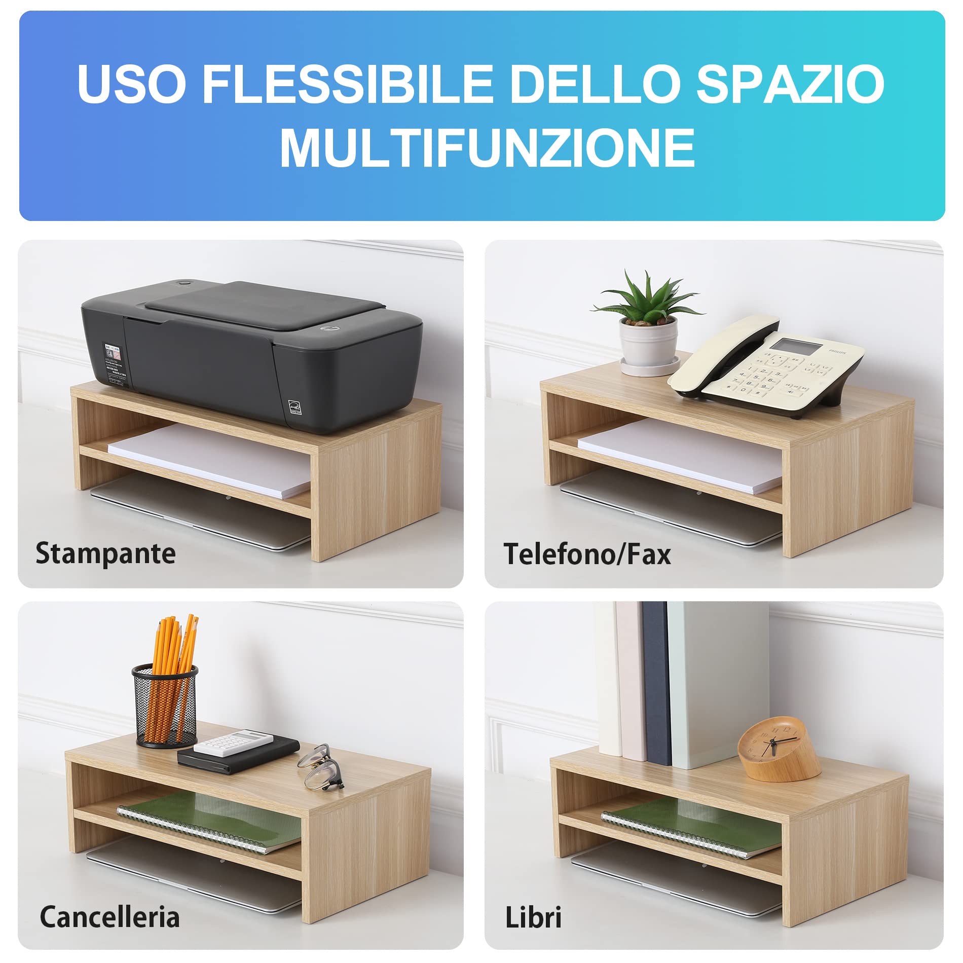 FITUEYES Supporto Monitor Supporto per Monitor in Legno a 2 Strati L42,5xW23,5xH14cm (Giallo) DT204201WO