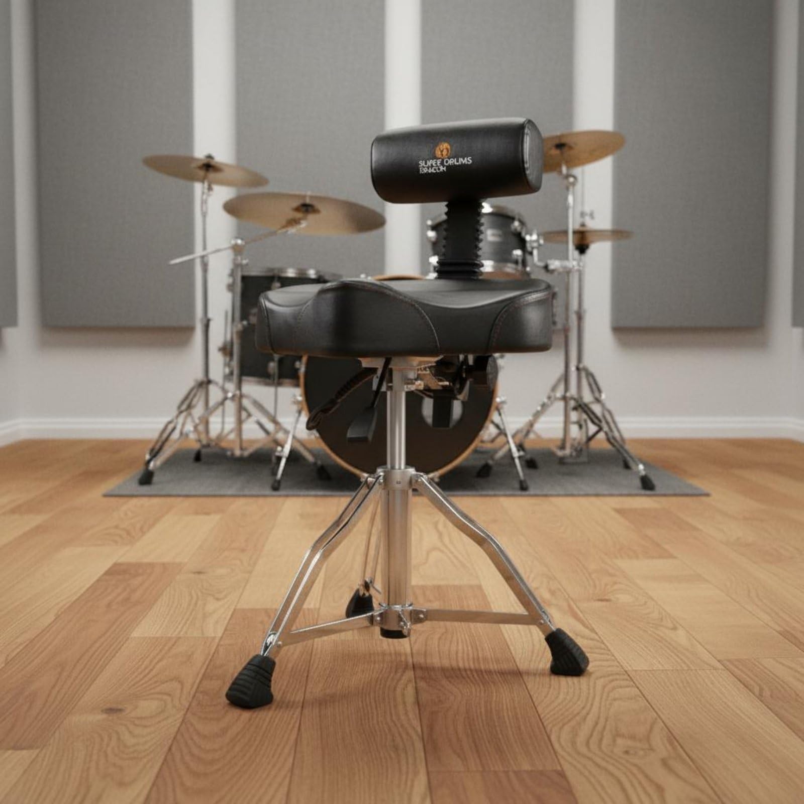 TISHITA Asiento de Batería Ajustable Trono de Batería Silla para Baterista Taburete de Batería con Base Firme y Acolchado en PU, SD Tambor C Silla Ergonómica Ajustable con Respaldo De Presión De Aire