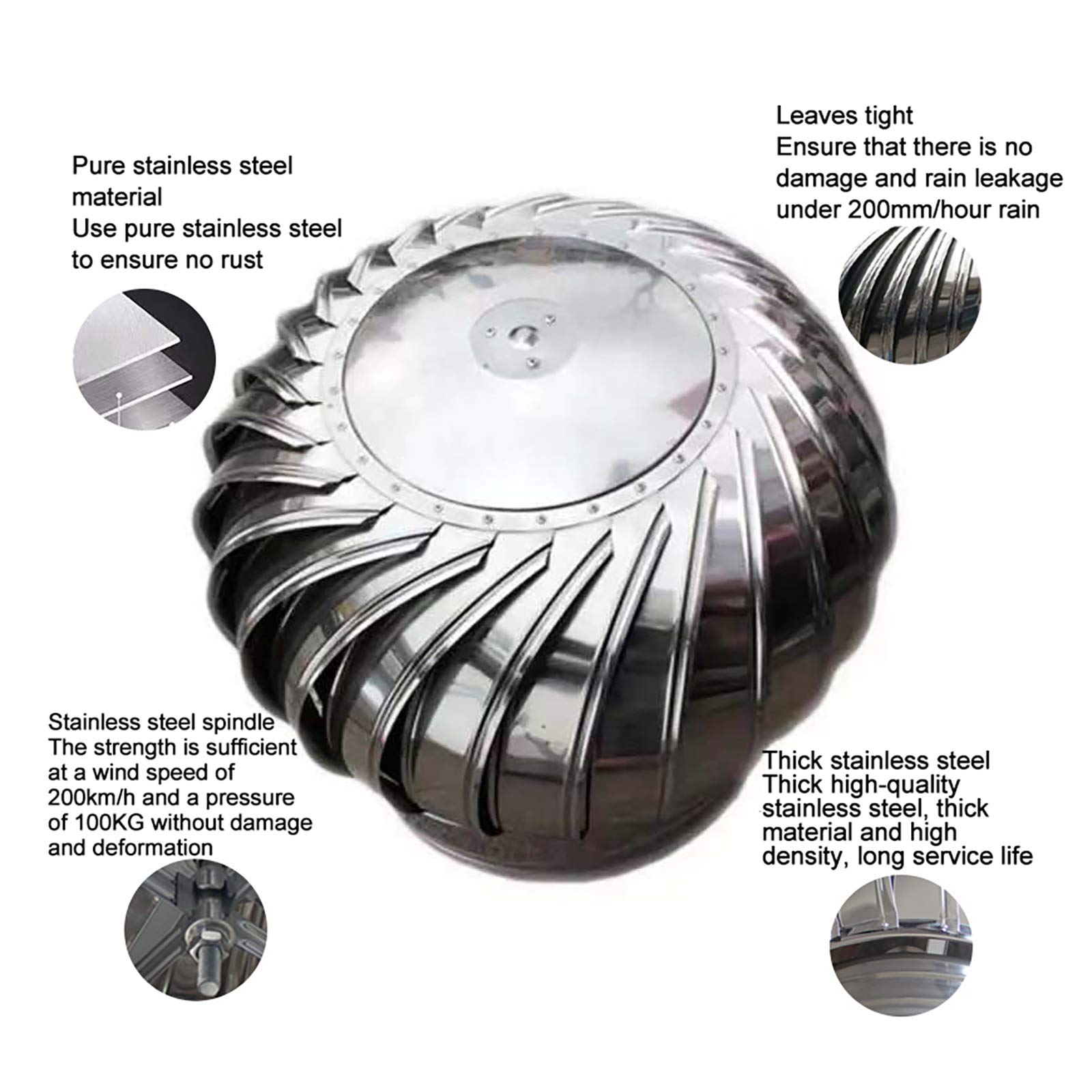 QWEASDF Nasadka kominowa nakładka ze stali nierdzewnej obracana nasadka kulowa nasadka wentylacyjna Ø 110 – 400 mm piec kominkowy wentylacja 250 mm