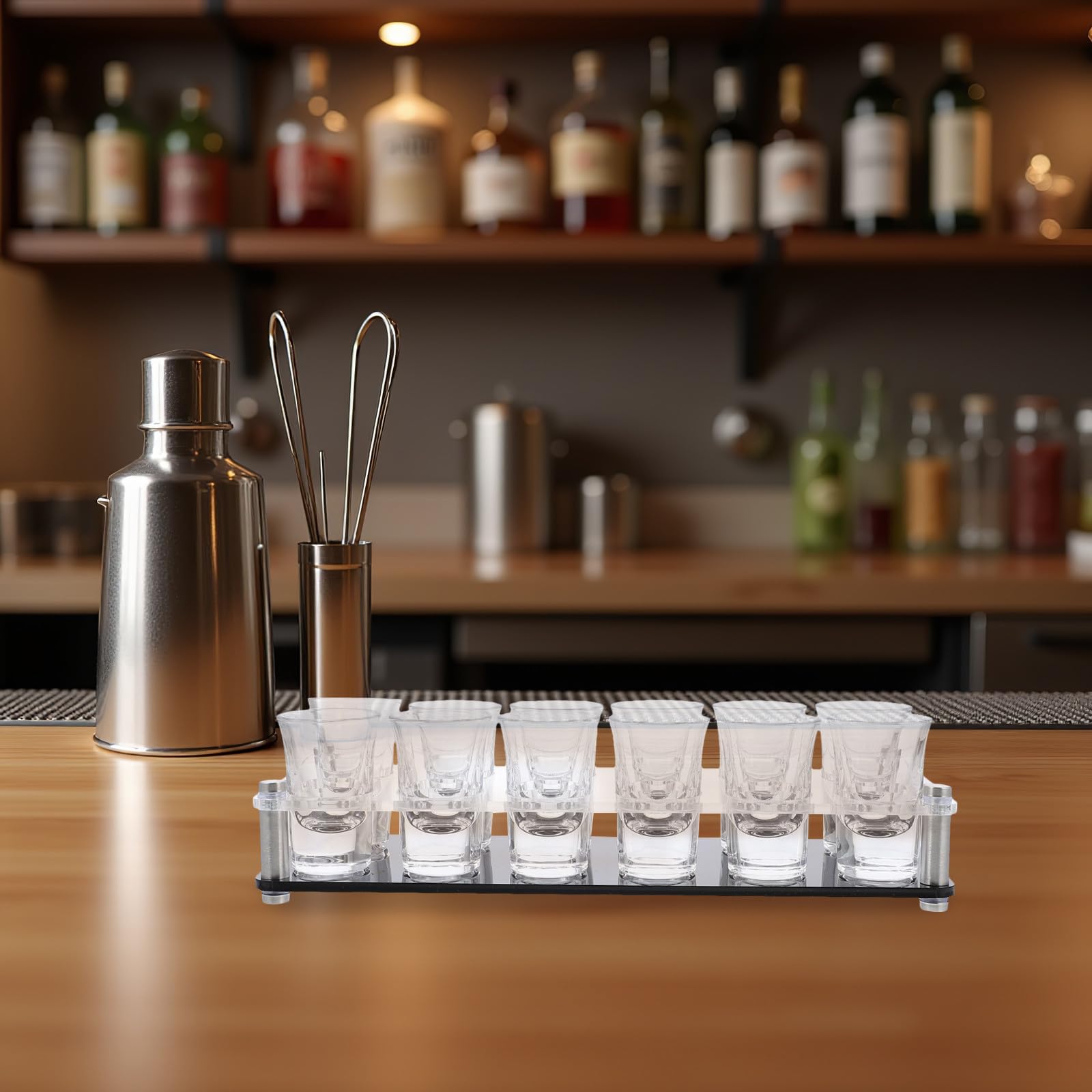 Gatuida Porte-verres à Spiritueux en Acrylique Double Rangée pour Cocktails
