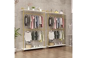 Ethemiable 2-tier Industrial Metal Pipe Hanging Clothing and Shoe Rack