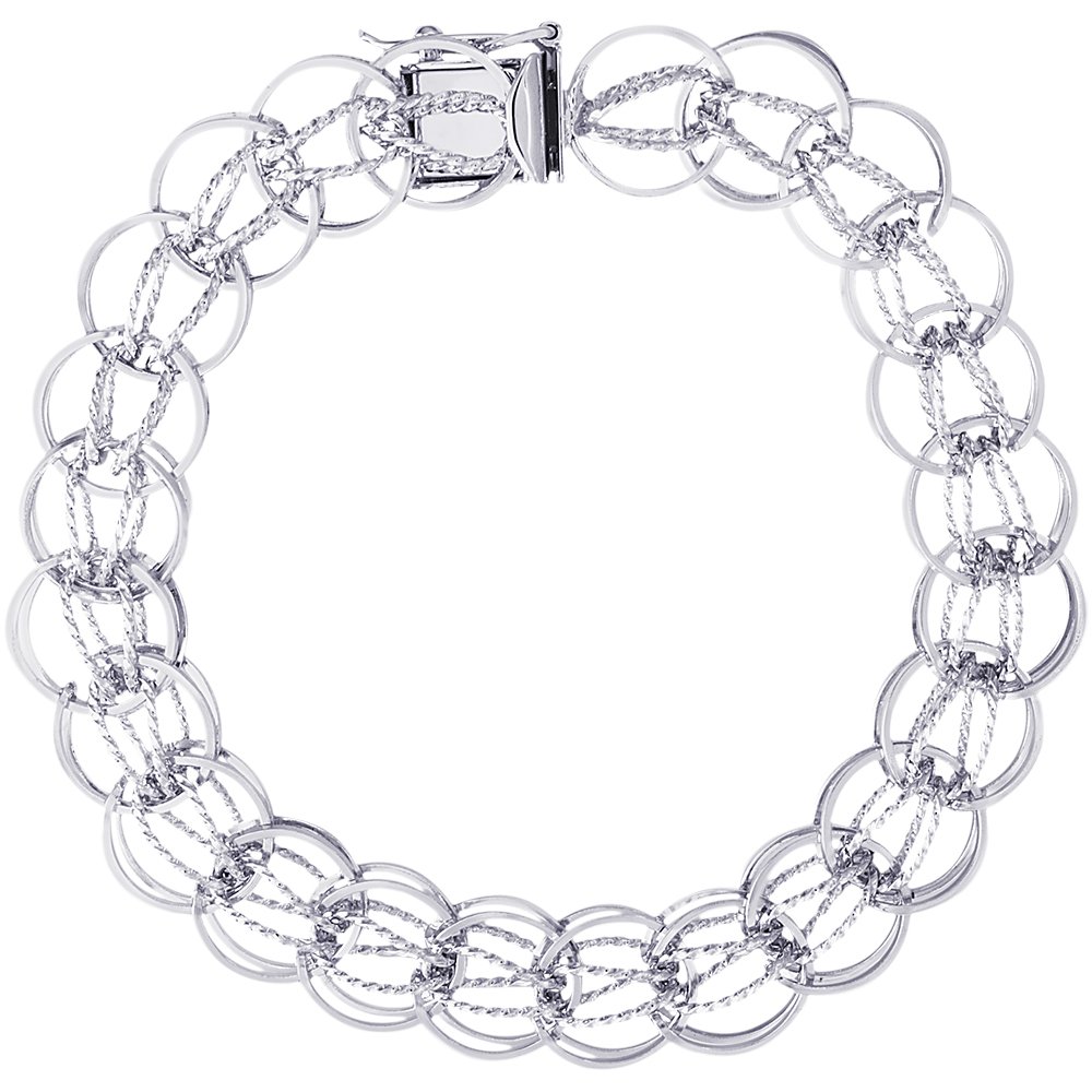 Sterling Silver Fancy Charm Bracelet, Charm Bracelets for Charms, Women & Girls Jewelry