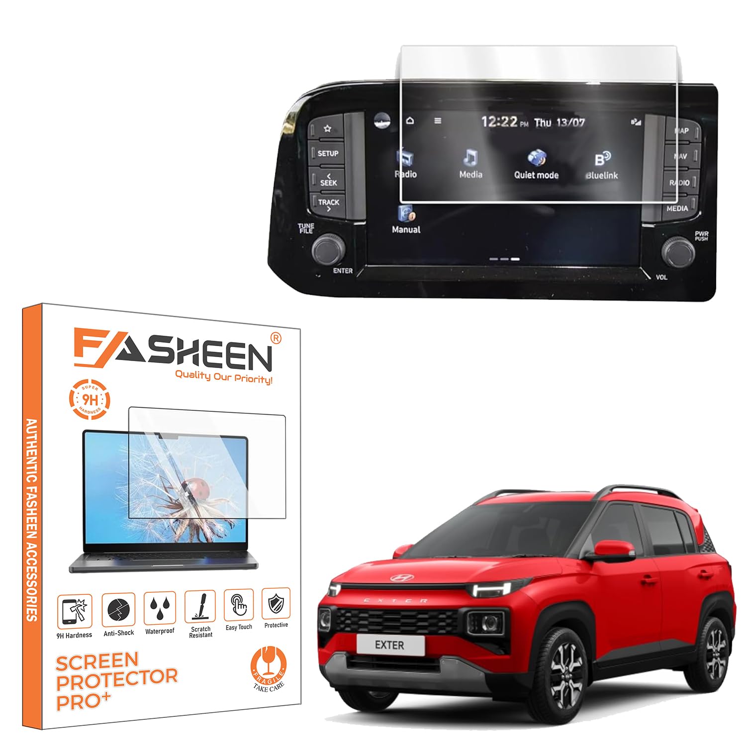 FASHEEN Screen Guard Compatible With HYUNDAI EXTER 2022 S SX SXO Connect [8 INCHES] | GPS Infotainment Music System Protector Accessories | Xter Car Display Touch Screen Guard [NOT TEMPERED GLASS]-image-22