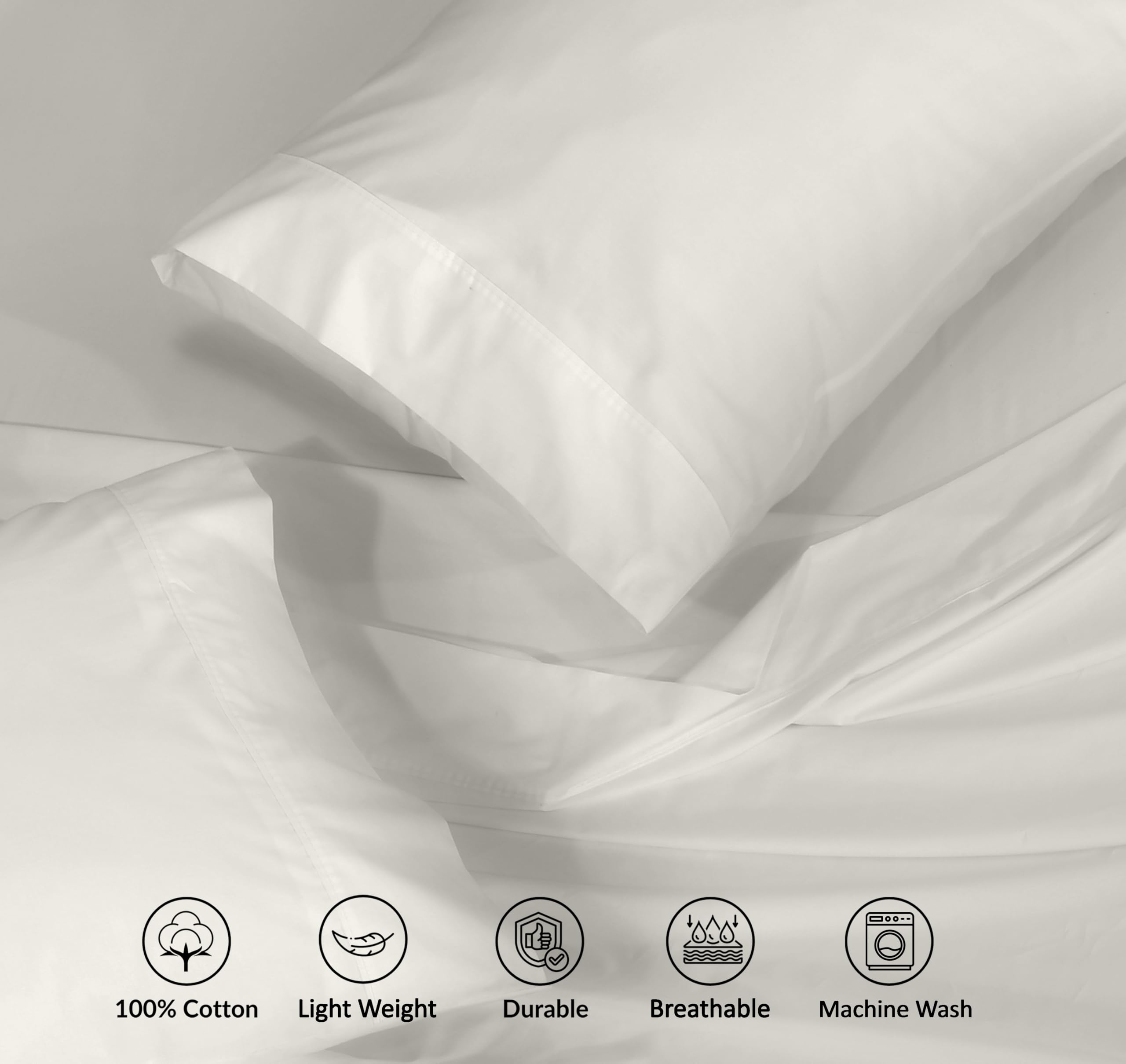 Ruvanti 100% Cotton Full Size Bed Sheets, 4 Pieces, Soft & Breathable Percale Weave Bedding, Deep Pocket 16", Hotel Standard - Image 4