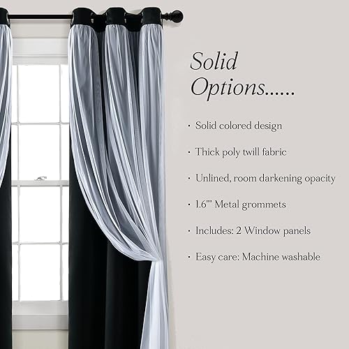 Miniatura 9 de Lush Decor Panel de cortinas traslúcidas con ojales con forro opaco aislante, juego de cortinas para oscurecer la habitación (par), 38 pulgadas de