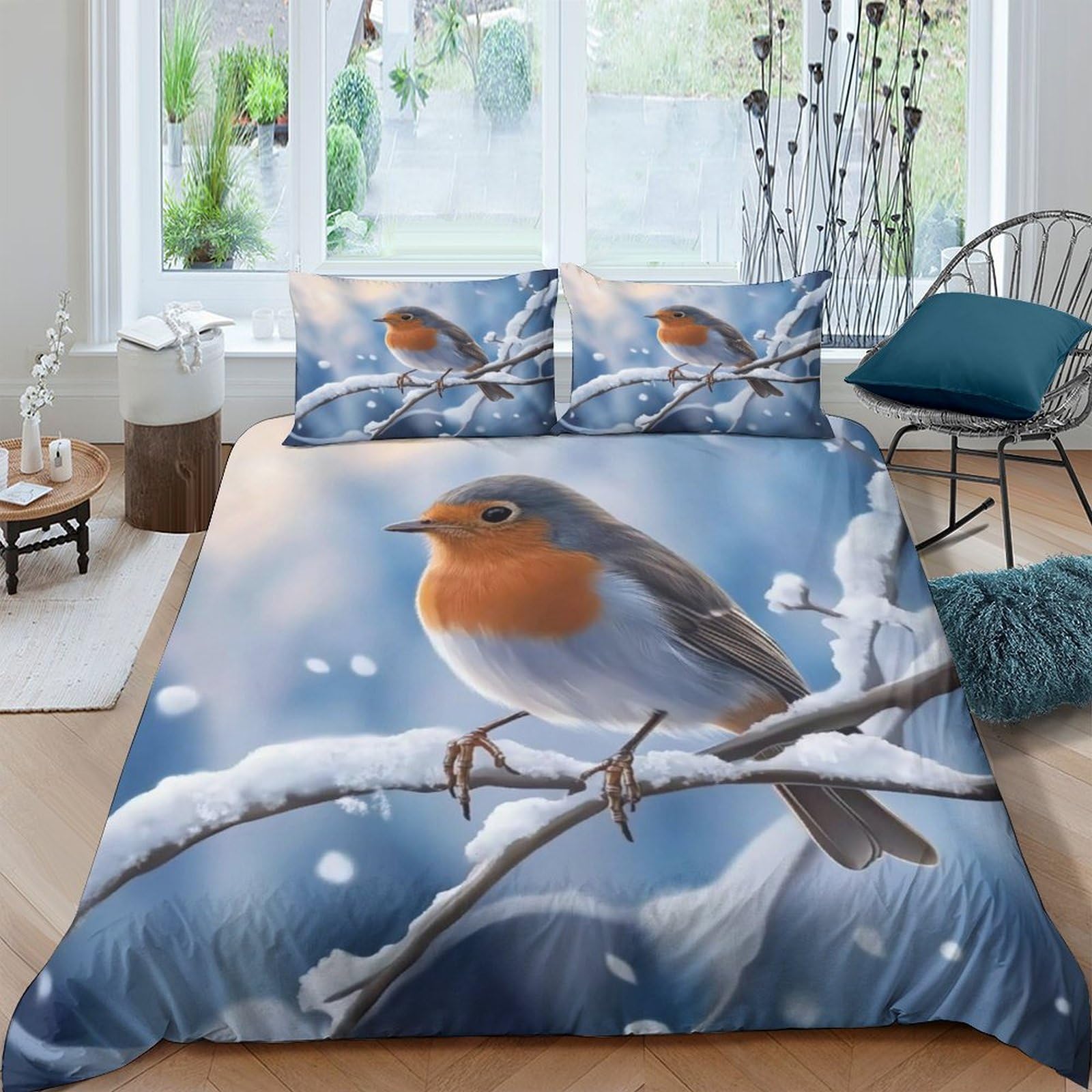 Couverture housse Robin d'hiver contre le froid pour literie King 220x240