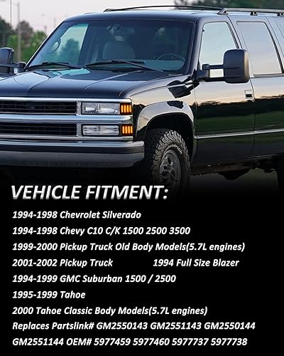 Miniatura 2 de Bestview Kit de montaje de luces de esquina delantera compatible con Chevy CK Series 1500 2500 3500Chevy TahoeChevy SuburbanChevy Silverado 1994