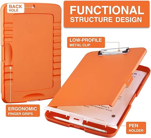 Vista 22 de Sooez Portapapeles con almacenamiento, tableros de clip de alta capacidad de 8.5 x 11 pulgadas con almacenamiento, carpeta de portapapeles de Rosa