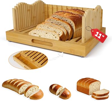 Bread Slicer for Sourdough Rounds, 11 Adjustable,Large Wide Capacity, The ideal gift for baking experts(Natural color)