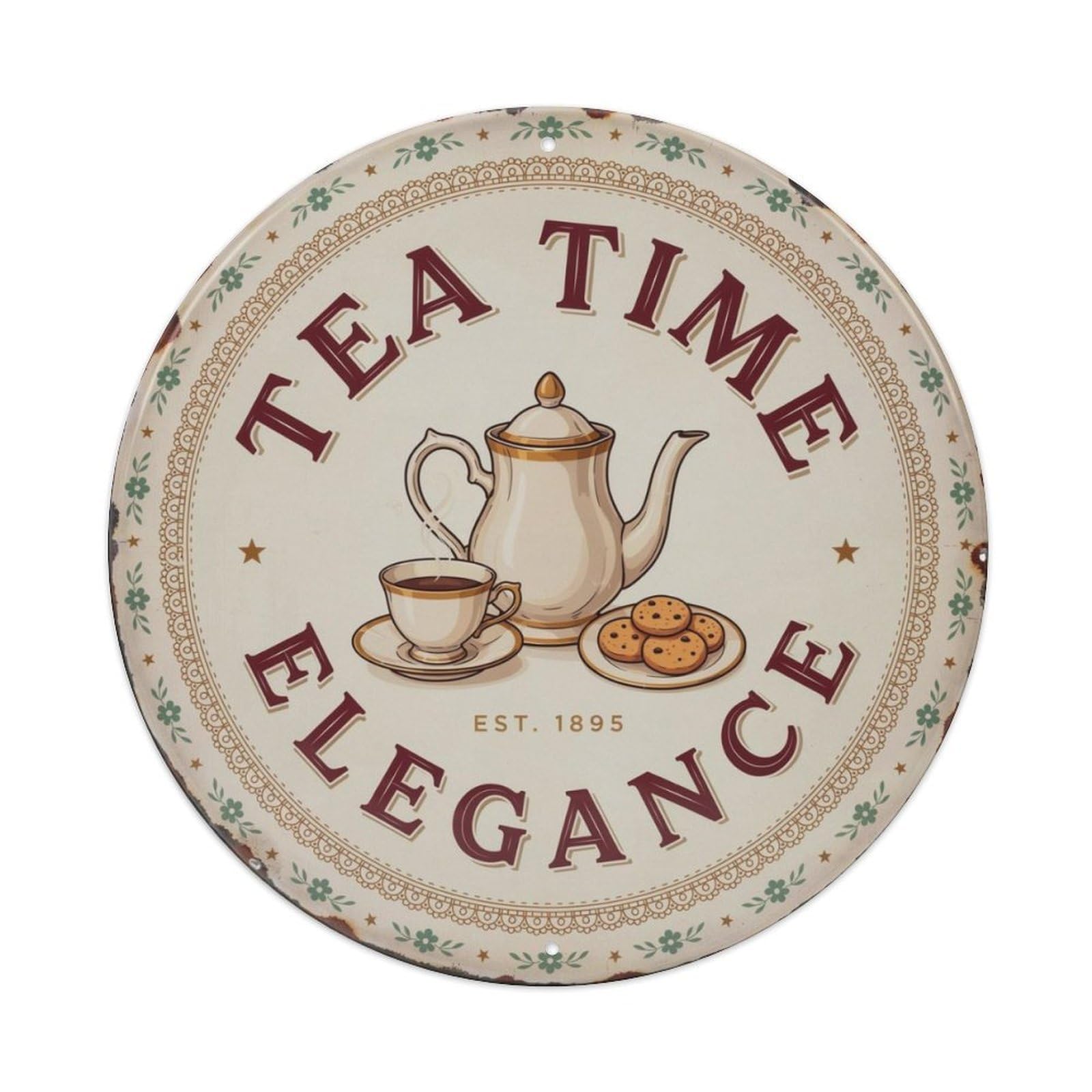 Tea Time Victorian Metal Tin Sign Plaque