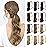 SOFEIYAN Curly Ponytail Extension 15 Inch Heat Resistant Synthetic Natural Wavy Hairpiece Wrap Around Pony Tail Hair Extensions for White Black Women Hair Piece, Brown Mixed Blonde