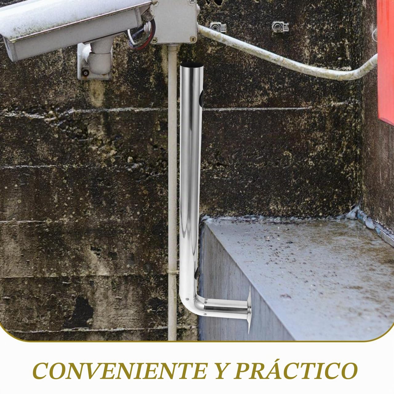 Hemobllo Soporte De Montaje De Poste De Acero Inoxidable para Antena Exterior Soporte De Puente Inalámbrico para Cámaras De Seguridad Instalación Estable En Exteriores 21.3 Pulgadas