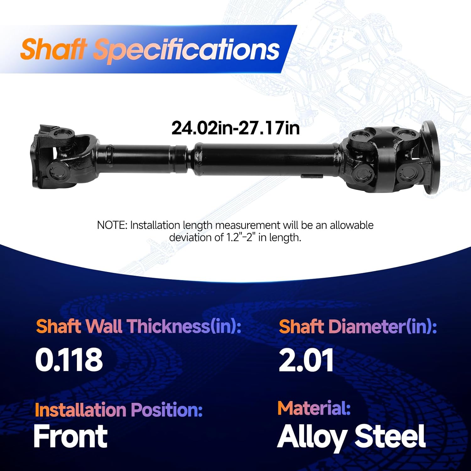 Front Drive Shaft Prop DriveShaft Assembly Fit for Land Rover Discovery 1999 2000 2001 2002, Discovery Series II 1999, Replace# 65-9271, 659271