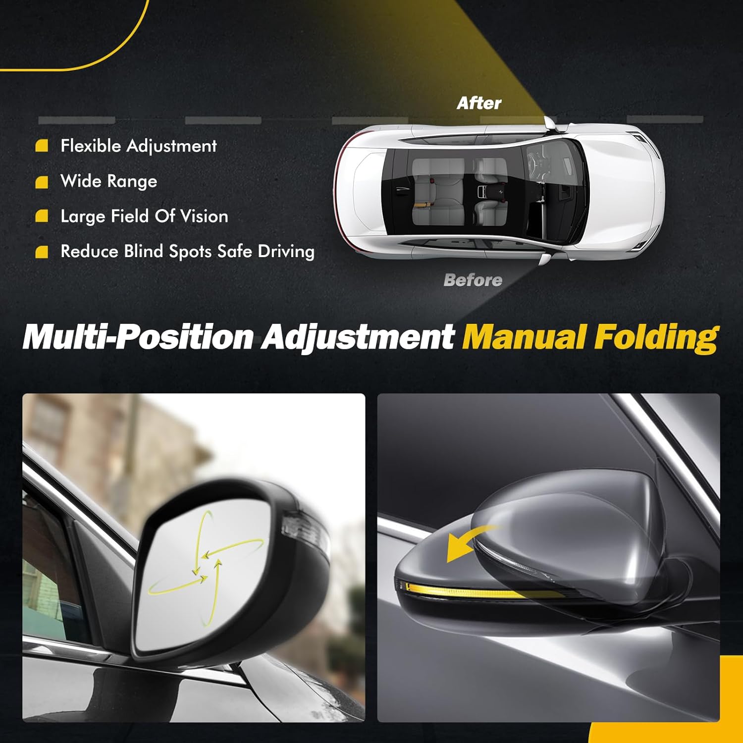 19-24 Left Driver Side Mirror Compatible with KIA Forte 2019 2020 2021 2022 2023 2024, W/Blind Spot Indicator/Heated/Manual Folding/Power Glass Door Mirror Replace 87610M7090 KI1320225 (8 pins)