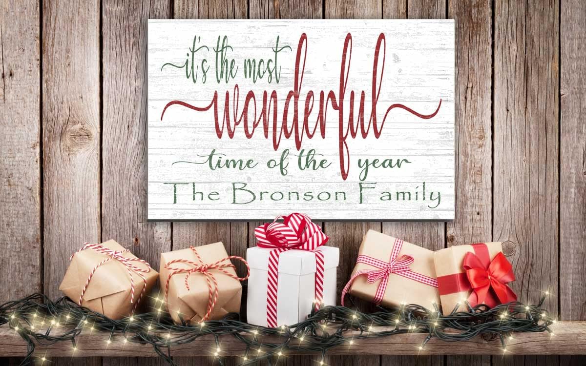 Personalized Most Wonderful Time Of The Year Christmas Sign SOLID WOOD Holiday Decoration Personalized Gift Idea