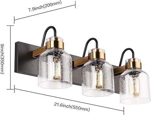 Miniatura 4 de PRESDE Accesorios de luz de tocador de baño vintage negro sobre espejo baño 3 luces vanidad globo iluminación