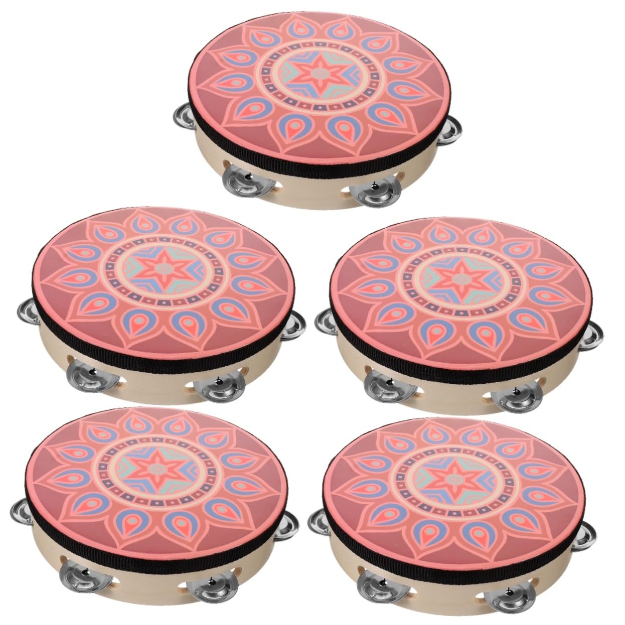 ibasenice 5piezas Tambourine De Madera De Instrumento De Percusión Para Adultos Para Danza y Entretenimiento Portátil y Ligero Fácil De Usar y Aprender