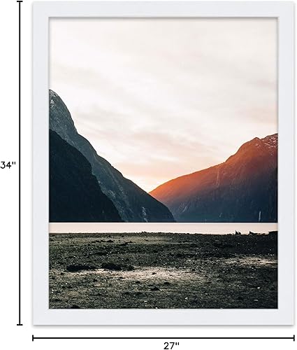 Miniatura 9 de Marco de fotos de madera maciza blanca de 34 x 27 pulgadas, incluye protector de acrílico UV, tablero de respaldo de espuma sin ácidos, accesorios