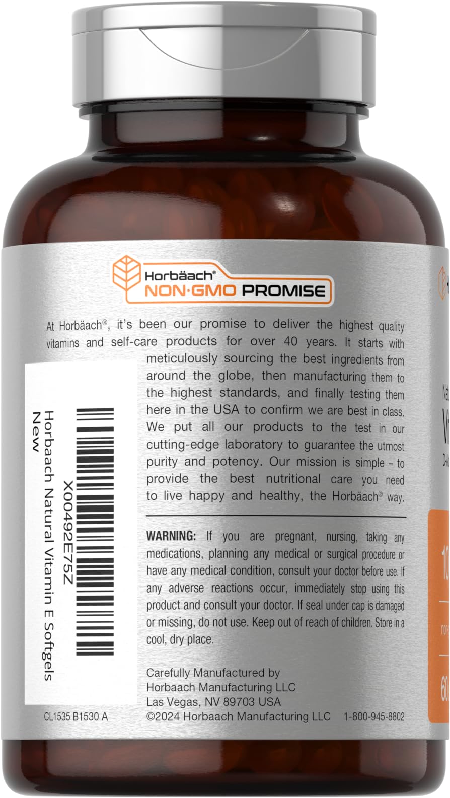 Horbaach Vitamin E 1000 IU Softgels (671 mg) | 60 Count — Amazon image 3
