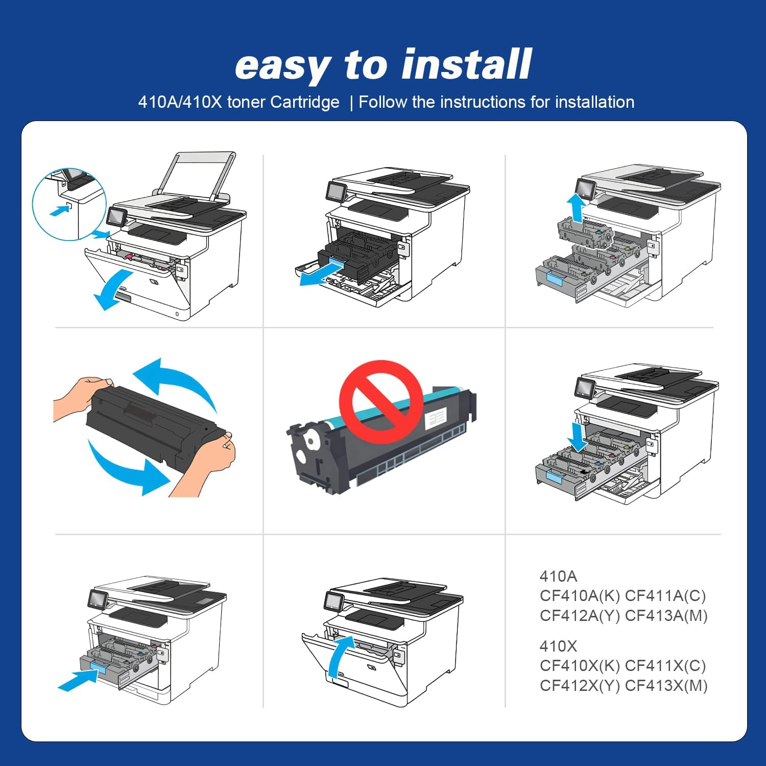 410X Toner Cartridges 4 Pack High Yield Replacement for HP 410X 410A Toner Cartridge work for Laser Pro M452dn M452dw M452nw MFP M377dw M477fnw M477fdn M477fdw Printer (Black/Cyan/Yellow/Magenta)