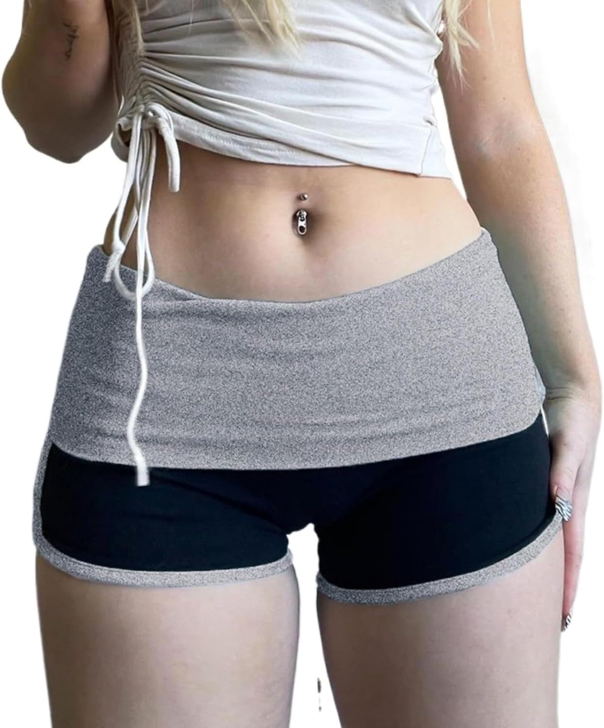 IMXPW Casual Flip Shorts Mosaic Striped Zebra Leopard Low Waist Elastic Y2K Slim Sexy Ladies Shorts