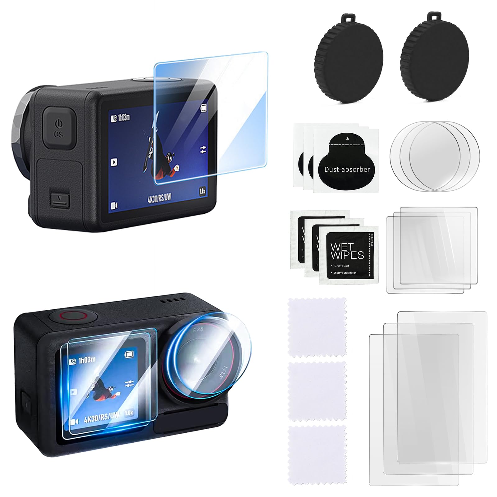Lemxiee Displayschutz Für DJI Osmo Action 5 Pro - Panzerglas + Objektivkappe Set