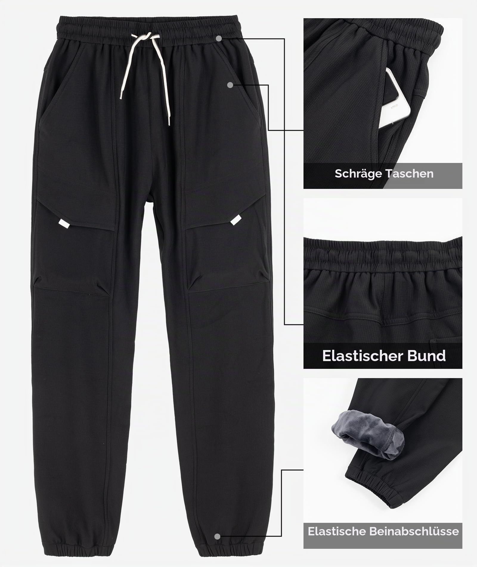 YOUNGSOUL Kinder Softshellhose Gefüttert Jungen Thermohose Wasserdicht Wanderhose Winterhose Outdoorhose