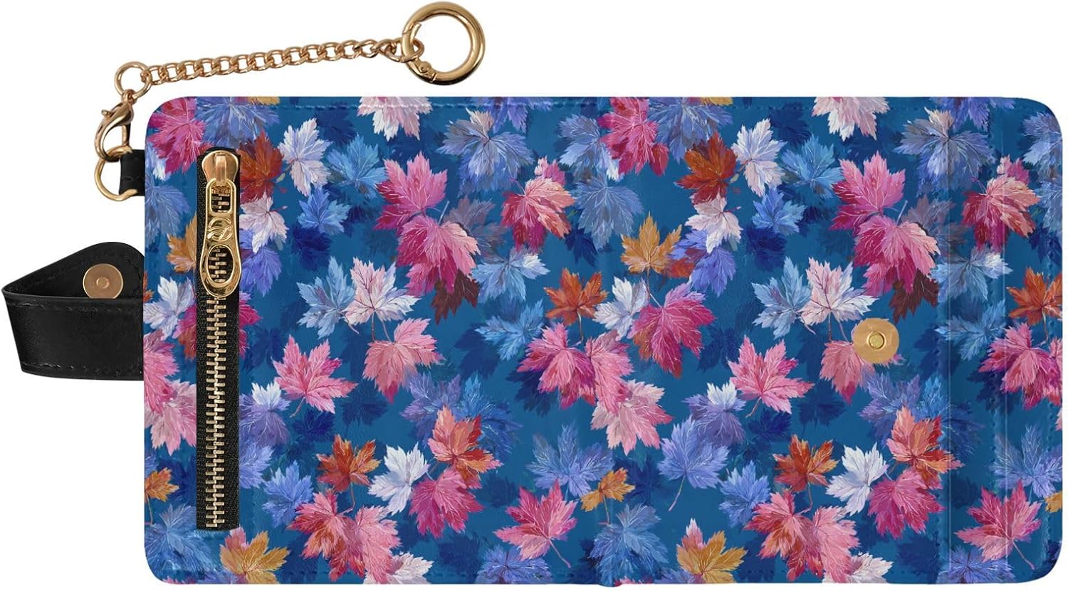 Ladies Premium Foldable Wallet Maple Leaf Denim Fancy PU Leather Card Wallet for Woman Girl image 2