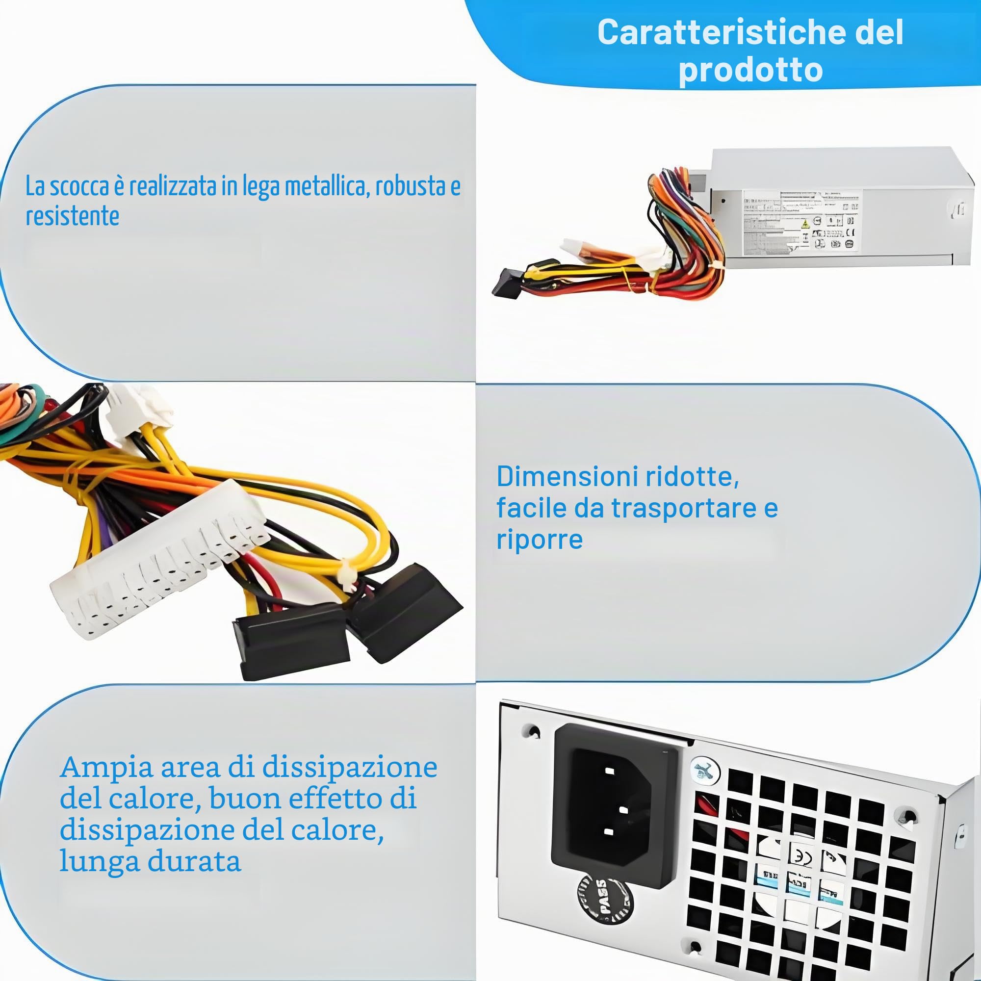 Alimentatore per Chassis Piccolo Alimentatore per Computer per Componenti Computer PS ‑ 5221‑9 06 220 W 220V ‑ 240V Nominale