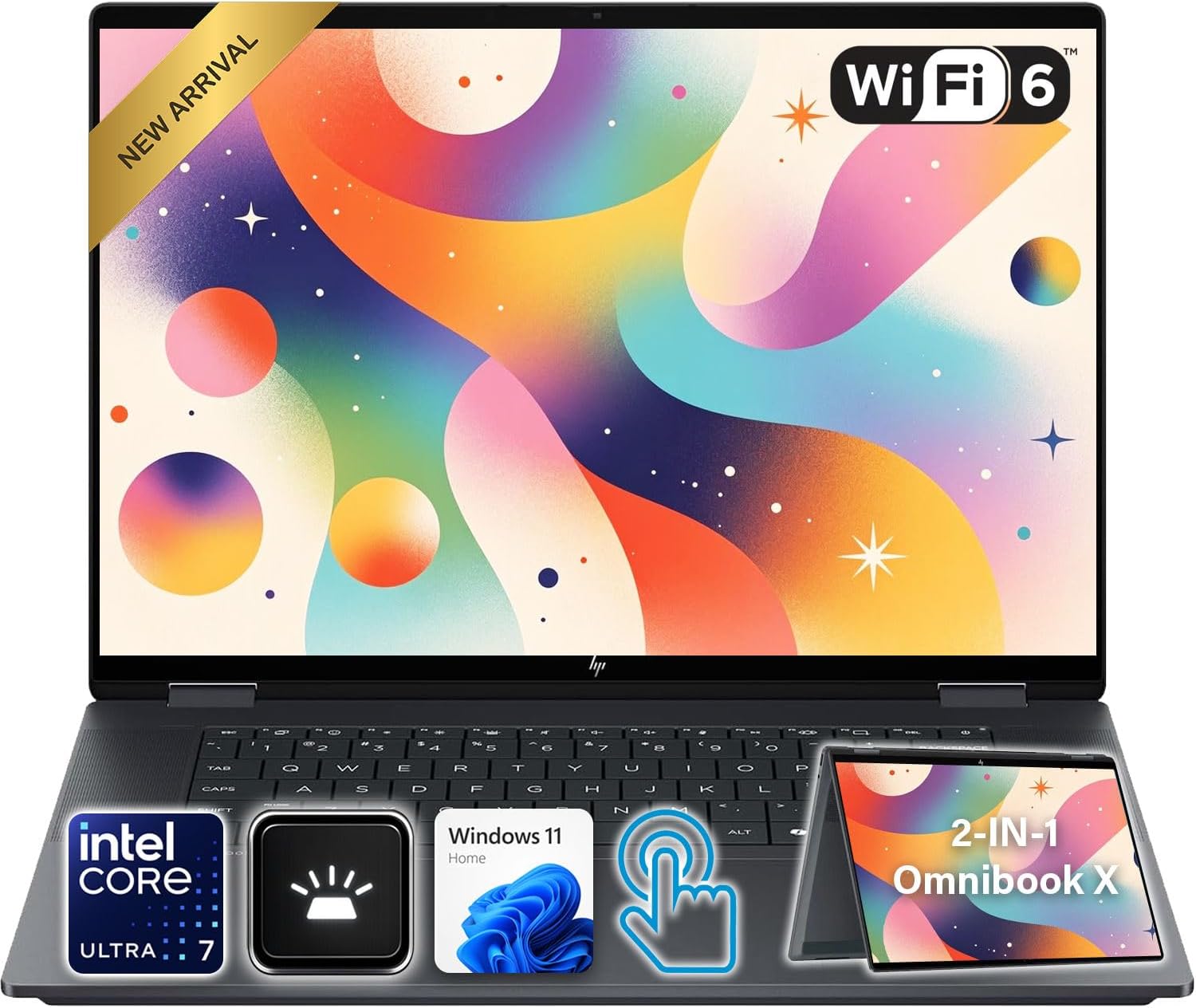 HP OmniBook X Flip 16" 2-in-1 Next Gen AI Laptop | 2K Touchscreen | Latest Intel Core Ultra 7 256V | 16GB DDR5 RAM | 256GB PCIe SSD | Backlit Keyboard | 5MP IR Camera | for Work & Productivity