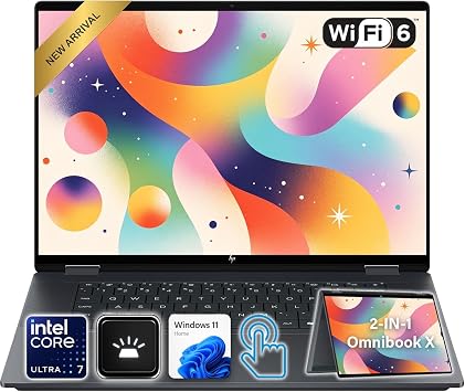 HP OmniBook X Flip 16" 2-in-1 Next Gen AI Laptop | 2K Touchscreen | Latest Intel Core Ultra 7 256V | 16GB DDR5 RAM | 256GB PCIe SSD | Backlit Keyboard | 5MP IR Camera | for Work & Productivity