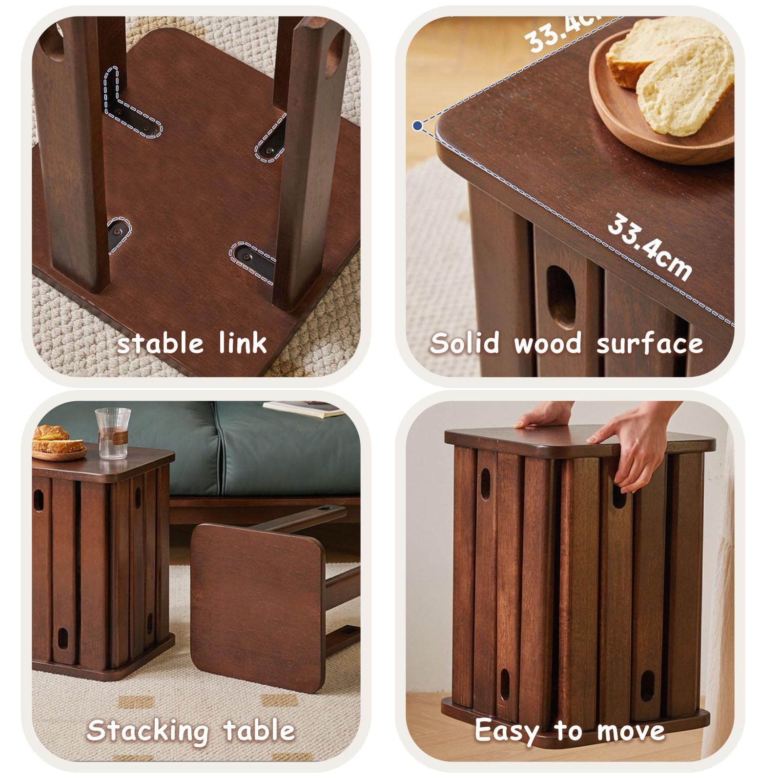 Transformable Chair Table Stackable Table 4 In 1 Nesting Table 4-in-1 Stackable Wood Stools With Wheels ...