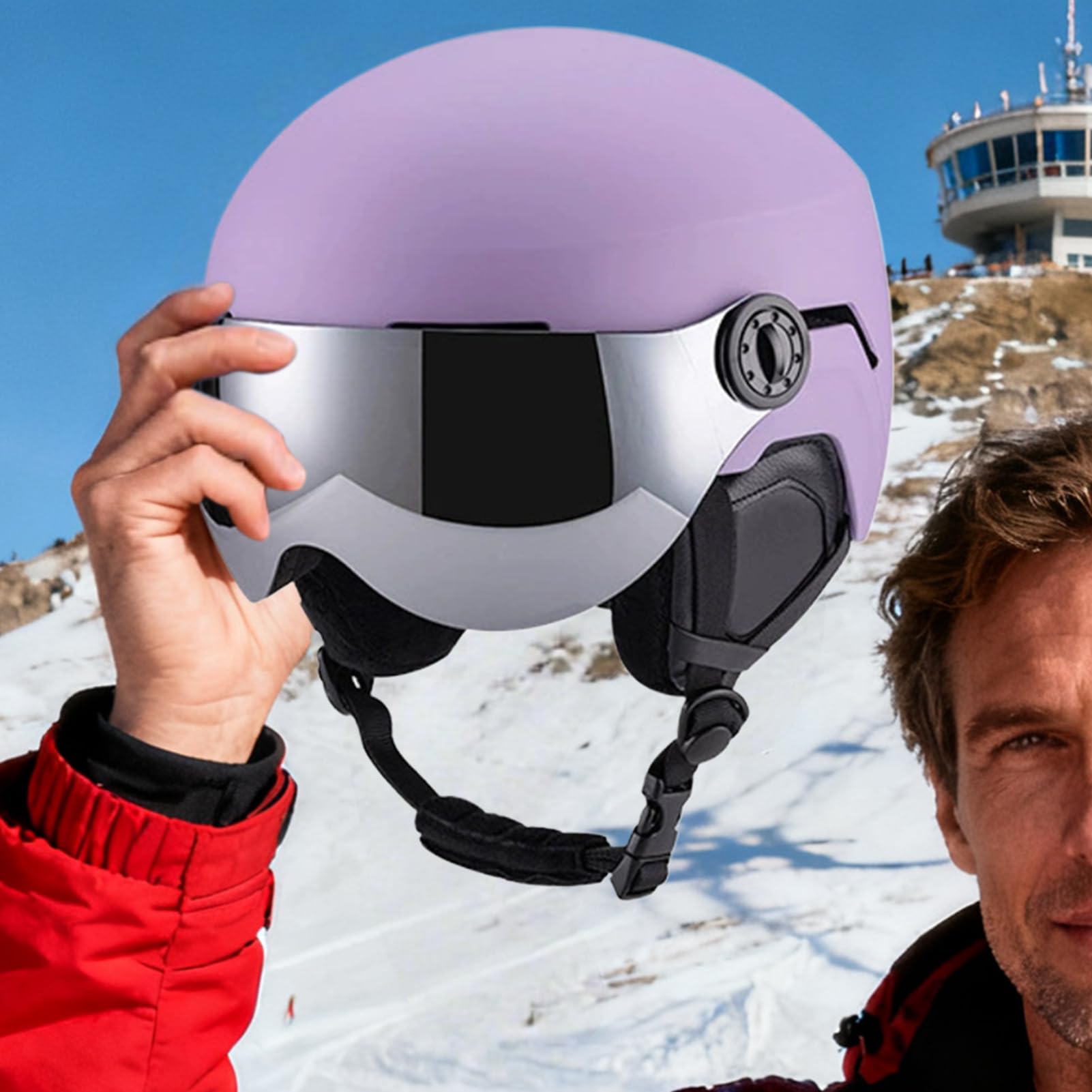 Kask narciarski - odporny na uderzenia kapelusz śnieżny z okularami, kask narciarski snowboardowy, ciepła i wytrzymała konstrukcja, łatwa w noszeniu, narzędzie ochronne, akcesoria do kasku dla