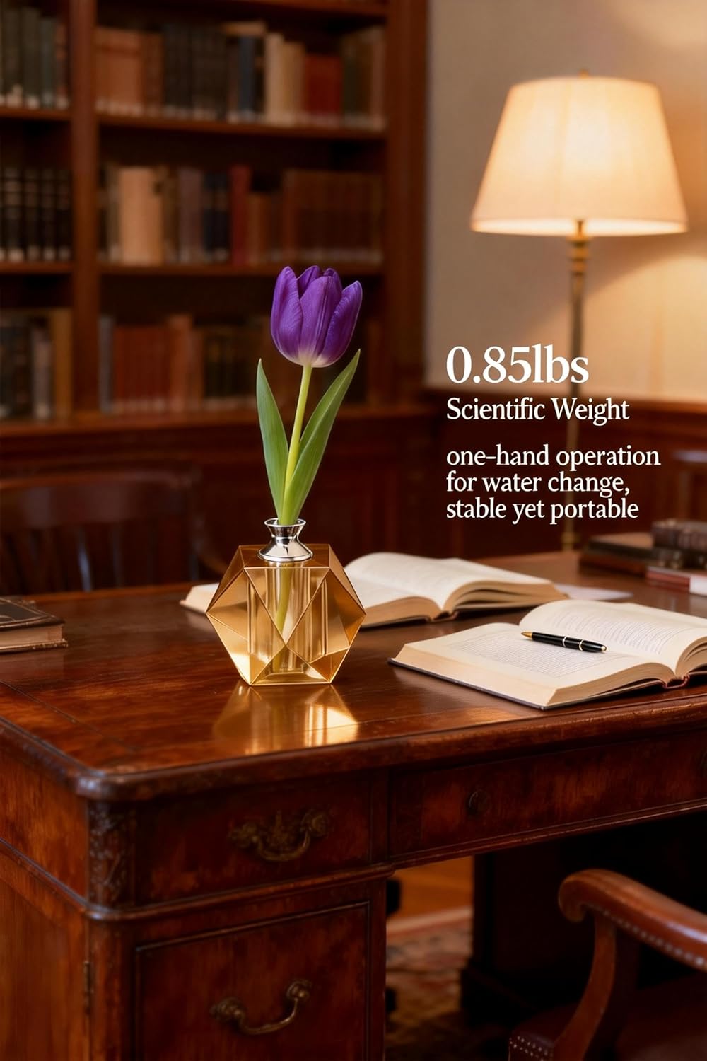 Crystal Bud Vase for Single Flower, Geometric Diamond Cut Single Stem Vase, Small Tabletop Vase for Home, Restaurant, Cafe, Retail Store, Wedding & Valentine's Day Decor (Champagne)