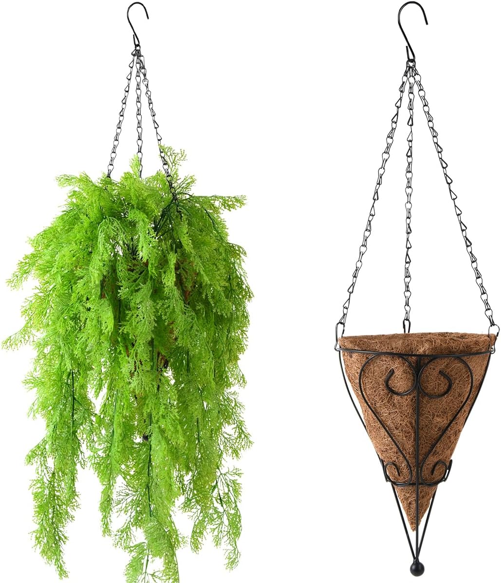 ZFProcess Artificial Faux Hanging Plants Basket for Spring Outdoor Decoration, Fake Seaweed Plant UV Resistant Look Real for Outside Porch Home Patio Balcony Yard(Green)