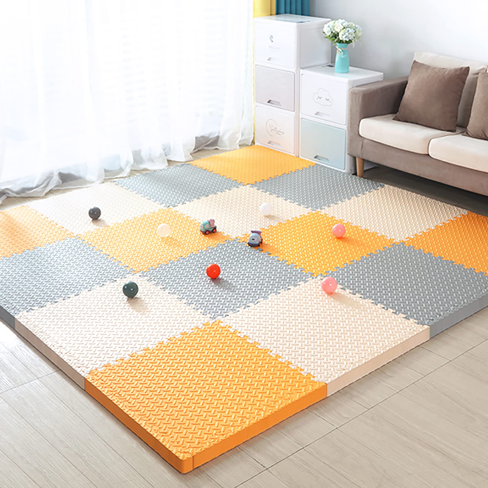 6/8 / 9/12 / 16 Alfombra Puzzle Bebe De Espuma,Alfombra De Suelo De Espuma,Alfombra De Juegos Bebe con Borde 60X60x1,2 Cm Alfombra Bebe Gateo Suave para Casa Sala De Juegos,B,8Pcs