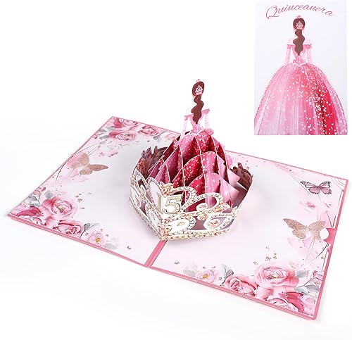 Rotel Tarjeta de quinceañera, tarjetas de cumpleaños número 15 para regalos de quinceañera, tarjetas para quinceañeras de 15 años, número 15 centro