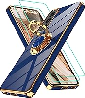 Vista 204 de Gritup Funda para Samsung Galaxy A14 5G: Funda para Samsung A14 2 piezas, protector de pantalla, soporte de anillo de rotación de 360°, soporte