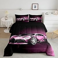 Vista 17 de Feelyou Juego de edredón de coche deportivo, juego de edredón rojo de carreras para niños y niñas, juego de ropa de cama con temática de deportes