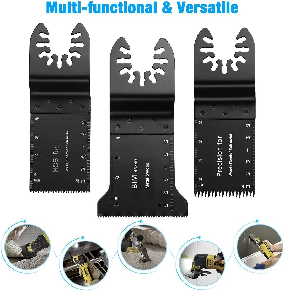 Powerextra 15Pcs Metal Wood Oscillating Multitool Quick Release Saw Blades Fit for Porter Cable Black & Decker, Bosch, Dremel, Craftsman, Ridgid, Ryobi, Makita, Milwaukee, Dewalt, Rockwell, Chicago