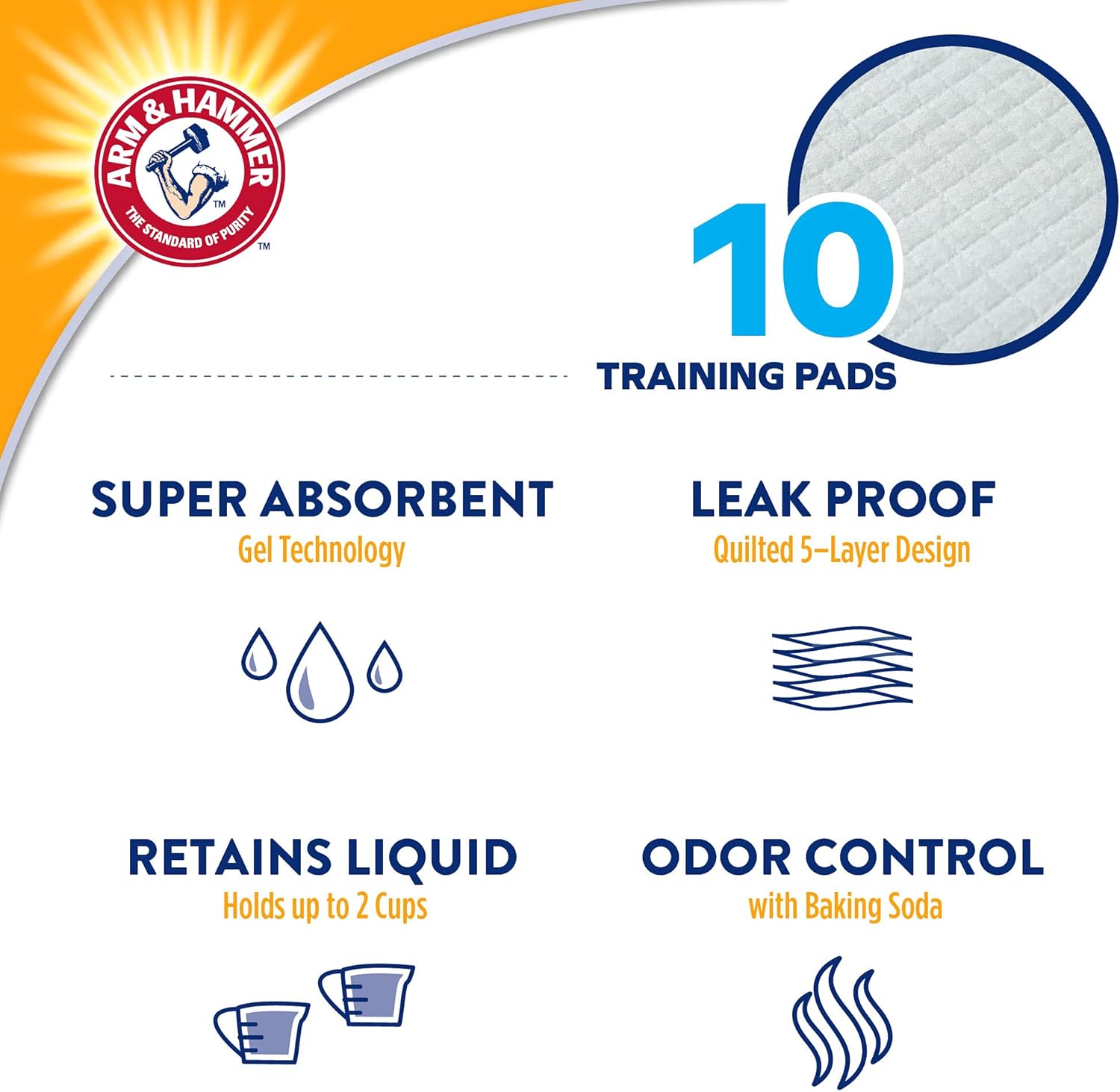 Arm & Hammer for Dogs Puppy Training Pads with Attractant | New & Improved Super Absorbent, Leak-Proof, Odor Control Quilted Puppy Pads with Baking Soda | 10 Count - 24 Pack Bulk Wee Wee Pads,White