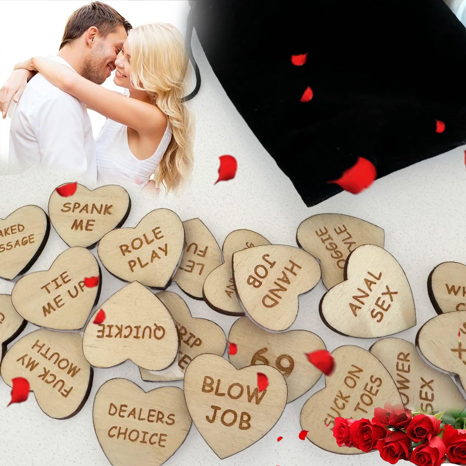 Naughty Sex Game Tokens Couples Sex Toys 20 Activity Heart Shape Funny Wooden Tokens Romantic Sex Positions BDSM