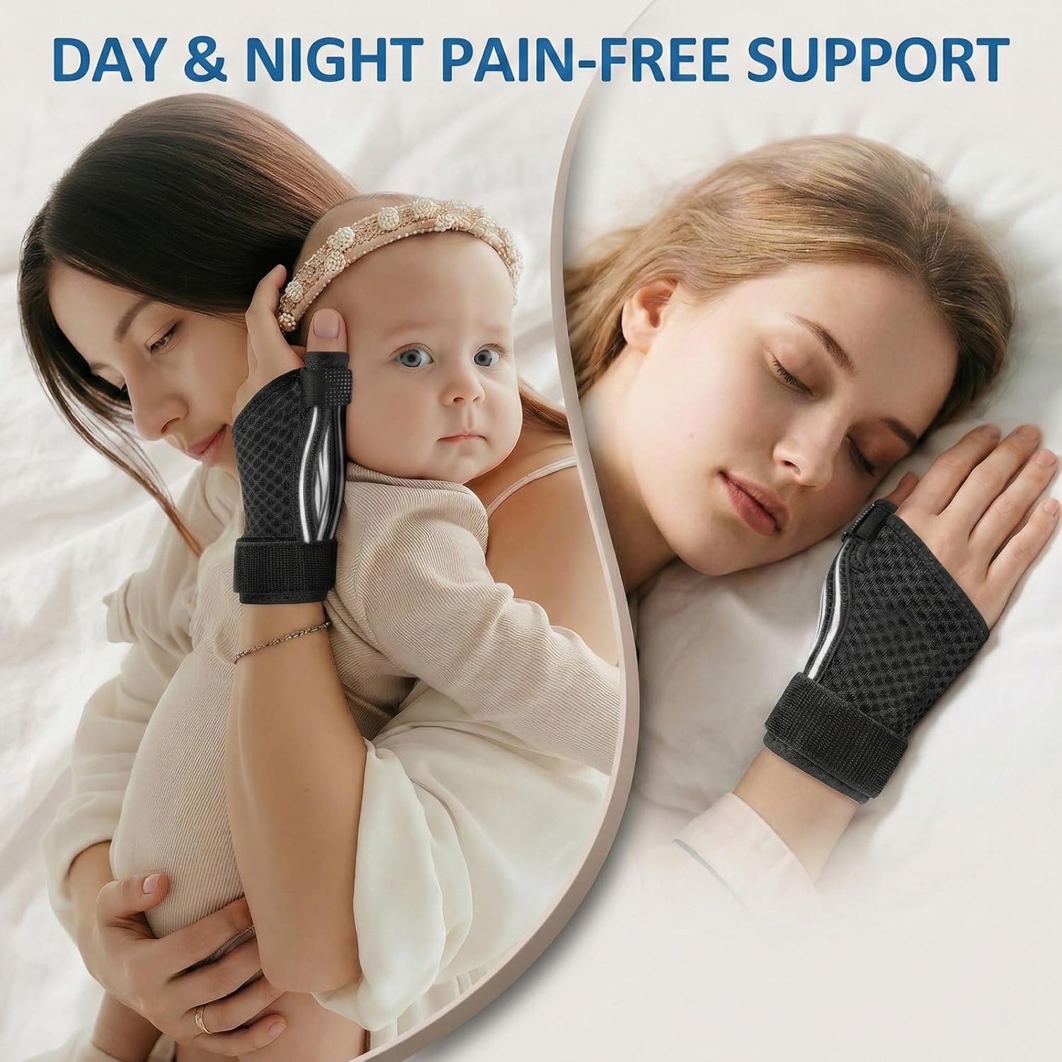 Thumb Support Brace | Upgraded Thumb Spica Splint Stabilizer Pain Relief Night Support for De Quervain’ s Tenosynovitis Trigger Finger Arthritis Sprains | Breathable Fabric